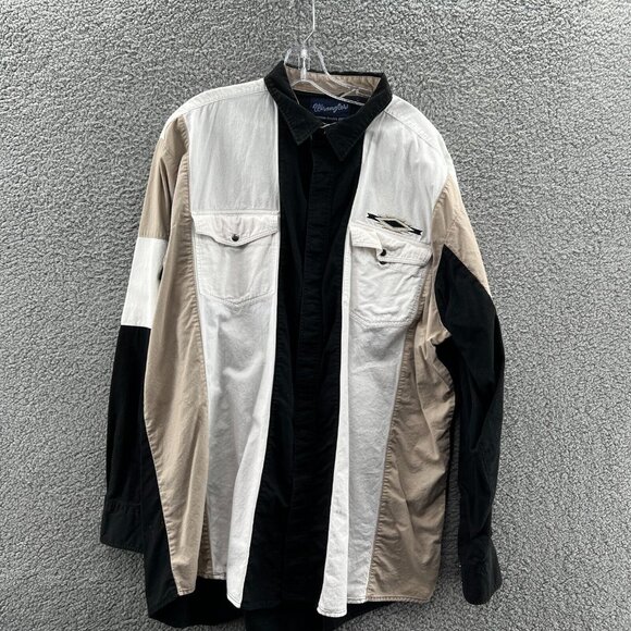 Wrangler Other - Wrangler Western Shirts Mens 2XT Long Sleeve Hidden Metal Snaps Striped Southwes
